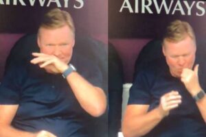 El DT de Países Bajos, Ronald Koeman, fue captado metiéndose el dedo a la nariz y luego a la boca